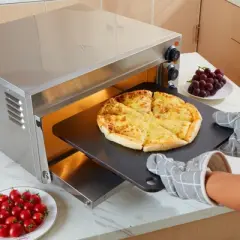 VEVOR Pizza Steel, 16" x 14.5" x 1/4" Pizza Steel Plate for Oven, Pre-Seasoned Carbon Steel Pizza Baking Stone with 20X Higher Conductivity