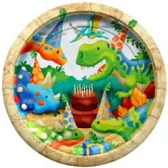 Treasures Gifted Dinosaur Plates 9in - Dinosaur Party Supplies - 8 Pack