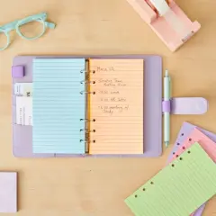 Paper Junkie 6 Pack Colored A6 Refill Paper for 6-Ring Binder, Journal, Planner, Loose Leaf Colored Lined Paper Inserts (240 Sheets/480 Pages)