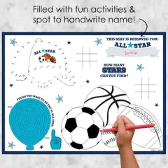 Big Dot of Happiness Go, Fight, Win - Sports - Paper Birthday Party Coloring Sheets - Activity Placemats - Set of 16