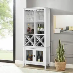 Bar Cabinet Bookshelf with Glass Doors Mahogany - Jill Zarin