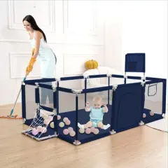 GOTGELIF 71"x48" 4-Panel Baby Playpen Portable Playard with Basketball Hoop