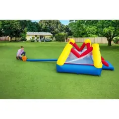 Bestway PBR Brave the Bull Indoor or Outdoor Inflatable Kids Bounce House with Digital Timer, Ground Stakes, Storage Bag, & Air Blower for Quick Setup