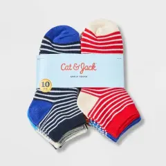 Boys' 10pk Lightweight Striped Ankle Socks - Cat & Jack&trade;
