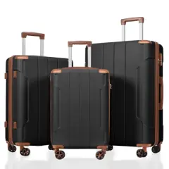 Lyngins 20/24/28 Inch 3 PCs Carry on Luggage Sets,Suitcases Sets with Double Spinner Wheels for Family Trips
