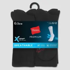 Hanes Premium Men's X-Temp Breathable Crew Socks 6pk