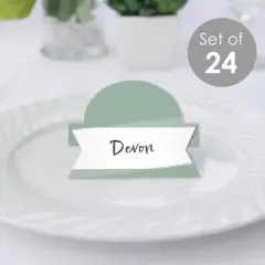 Big Dot of Happiness Sage Green Elegantly Simple - Guest Party Favors Tent Buffet Card - Table Setting Name Place Cards - Set of 24