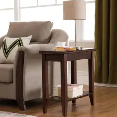 Laurent Narrow Chairside Table Chocolate Cherry Finish - Leick Home