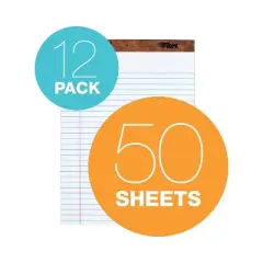 TOPS "The Legal Pad" Ruled Perforated Pads 8 1/2 x 11 3/4 White 50 Sheets Dozen 7533