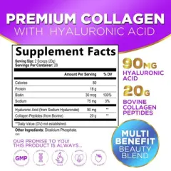 Collagen Peptides Powder Unflavored Grass Fed Collagen Powder Type I & III Collagen Supplements, Hyaluronic Acid, Biotin, 28 Servings By Hello Lovely!