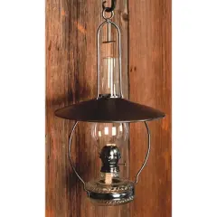 Lehman's Hanging Clear Oil Lamp with Top Reflector Steel Metallic Gray 3/4" Wick