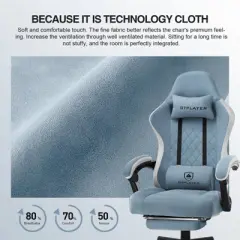 GTPLAYER Gaming Chair Fabric Office Chair with Linkage Armrests Computer Chair Light Blue