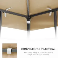 Sevobal Patio Umbrellas Outdoor Patio Gazebo Replacement Canopy, Durable UV-Resistant Material, BBQ Tent Roof Top Cover, Beige, 118"*118"*33.07"