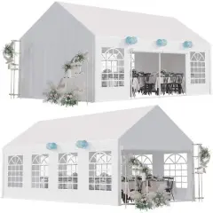 Acekool 13x26 FT Heavy Duty Party Tent with White Roof, Detachable Sidewalls & 3 Storage Bags, Outdoor Wedding and Event Canopy