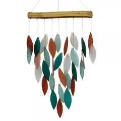 Home & Garden Coral Teal Waterfall Wind Chime  -  One Wind Chime 18.0 Inches -  Yard Decor Handcrafted Music  -  Geblueg596  -  Glass  -  Multicolored