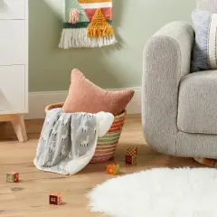 Jersey Knit Reversible Faux Fur Blanket Llamas - Cloud Island&trade; Blue/White