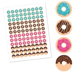 Big Dot of Happiness Donut Worry, Let's Party - Doughnut Party Round Candy Sticker Favors - Labels Fits Chocolate Candy (1 sheet of 108)