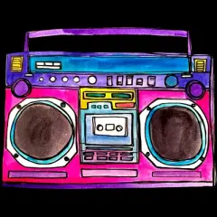 Junior's Design By Humans Cartoon Old School Boombox By staceyroman T-Shirt