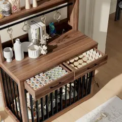 APRILSOUL 38" Dog Crate Furniture, Heavy Duty Cage Table, 2 Storage Drawers, Shelves, Sliding Door Side End Table, Indoor Dogs&pound;&not;Brown