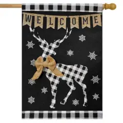 Briarwood Lane Checkered Deer Burlap Winter House Flag Welcome 28