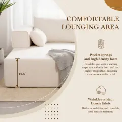 Modular Sectional Sofa with Free Side Table & 2 Pillows, L-Shaped Sofa Couch with Loveseat & Chaise Lounge, Beige/Black/Grayish Green-ModernLuxe