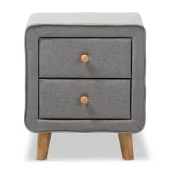 Jonesy Mid - Century Fabric Upholstered 2 - Drawer Nightstand - Gray - Baxton Studio