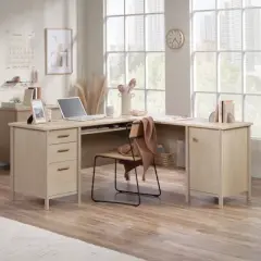 Whitaker Point L-Shape Desk Natural Maple - Sauder: Executive Office Desk with Drawers, Keyboard Shelf, Cable Management: Transitional Style