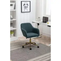 CAVINAS Adjustable Office Chair with Gold Metal Legs,Comfort Gaming Chair,Swivel Upholstered Desk Chair for Adult, Student