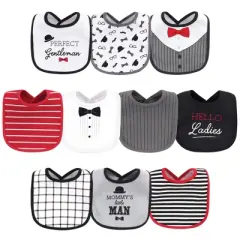 Little Treasure Baby Boy Cotton Bibs 10pk, Gentleman, One Size