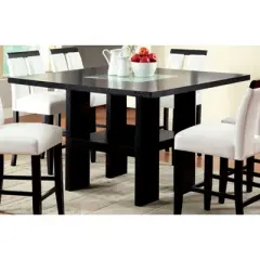 Stevenson&nbsp;Glass Insert Open Shelf w/Led Lights Counter Dining Table Black - HOMES: Inside + Out