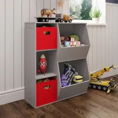 3pc Kids' Floor Cabinet with 2 Bins Set - RiverRidge Home