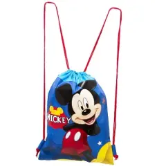 Disney Mickey and Minnie Mouse Drawstring Backpacks Plus Lanyards with Detachable Coin Purse and Autograph Books (Set of 6) (Dark Blue - Dark Blue)