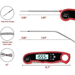 WOPET Cooking Thermometer with Dual Probes Meat Thermometer Digital Instant Read Kitchen Food Thermometer