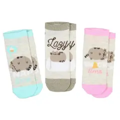 Pusheen The Cat Nap Time No Show Ankle Socks Size 5-9 - 3 Pair Multicoloured