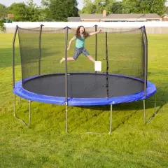 Skywalker Trampolines 15' Round Trampoline with Enclosure &ndash; Blue