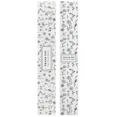 Wrapables 1.56" x 9.88" Rectangular Thank You Sealing Labels (100pcs), Black & White Floral