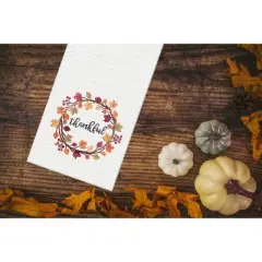 C&F Home Thankful Wreath Embroidered Waffle Weave Kitchen Towel