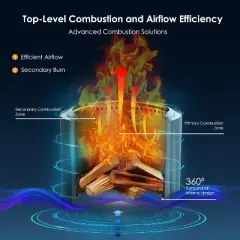 Bestier 19" Smokeless Fire Pit with Removable Ash Pan for Outside, Stainless Steel Outdoor Fireplace, Wood Burning Fire Pits for Camping, Bonfire