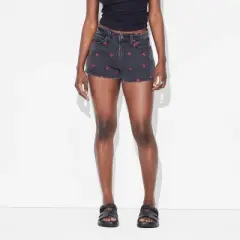 Women's Curvy Mid-Rise Cut-Off Denim Shorts - Wild Fable&trade; Black