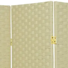 6 ft. Tall Woven Fiber Room Divider - Cream (5 Panels)