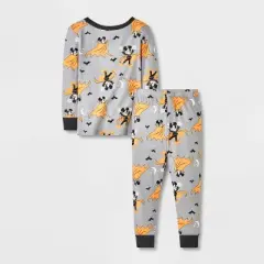 Toddler Boys' 4pc Mickey Mouse & Friends Cotton Long Sleeve Halloween Pajama Set - Orange/Gray/Black