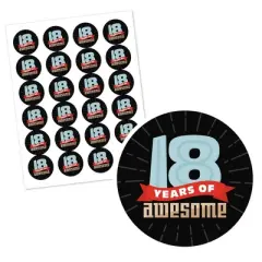 Big Dot of Happiness Boy 18th Birthday - Eighteenth Birthday Party Circle Sticker Labels - 24 Count