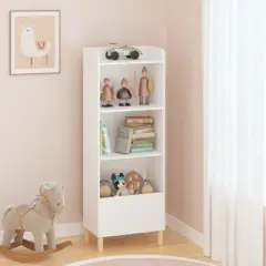 NicBex Simple White Kids Bookshelf Multifunctional Bookcase,Books & Toys Storage Cabinet Display Stand for Bedroom,Playroom