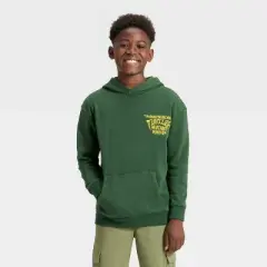 Boys' Teenage Mutant Ninja Turtles Battle Tycoon Front and Back Graphic Hooded Sweatshirt - Green