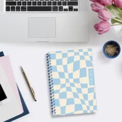 Blue Sky 5"x8" 2025-2026 Weekly/Monthly Spiral Planner Printed Dylan Blue Check Swirl