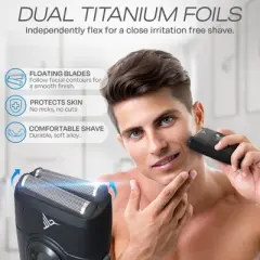 HUMMINGBIRD MK2 Compact Foil Shaver &ndash; No Nick, No Cut, No Razor Burn Face Shaver for Men, USB Dual Foil Flex Head Electric Razor, Facial Groomer