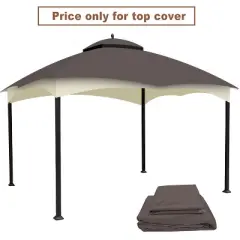 Sevobal Patio Umbrellas Replacement Canopy Top Heavy Duty Gazebo Roof Gazebo Top With Air Vent, Replacement Top Only , Brown,128.15"*150"*85.83"