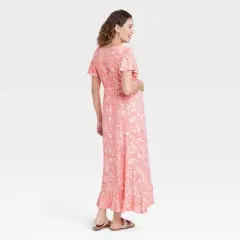 Flutter Short Sleeve Knit Maxi Maternity Empire Waist Dress - Isabel Maternity by Ingrid & Isabel&trade;
