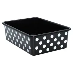 Teacher Created Resources&reg; White Polka Dots on Black Large Plastic Storage Bin