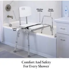 Sliding Shower Transfer Bench for Bathtub, Adjustable Height Shower Chair for Elderly and Disabled, Holds Up to 400 lbs, Non-Slip Medicalkingusa